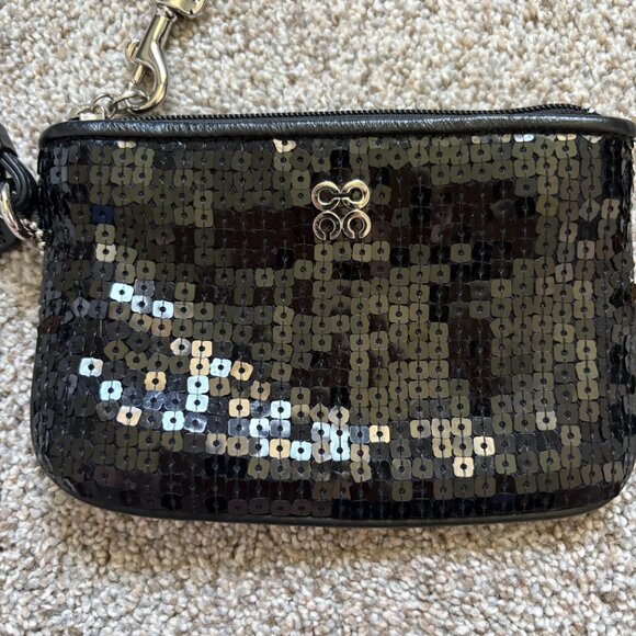 Coach Sequin Wristlet Black Sequins - Picture 3 of 9